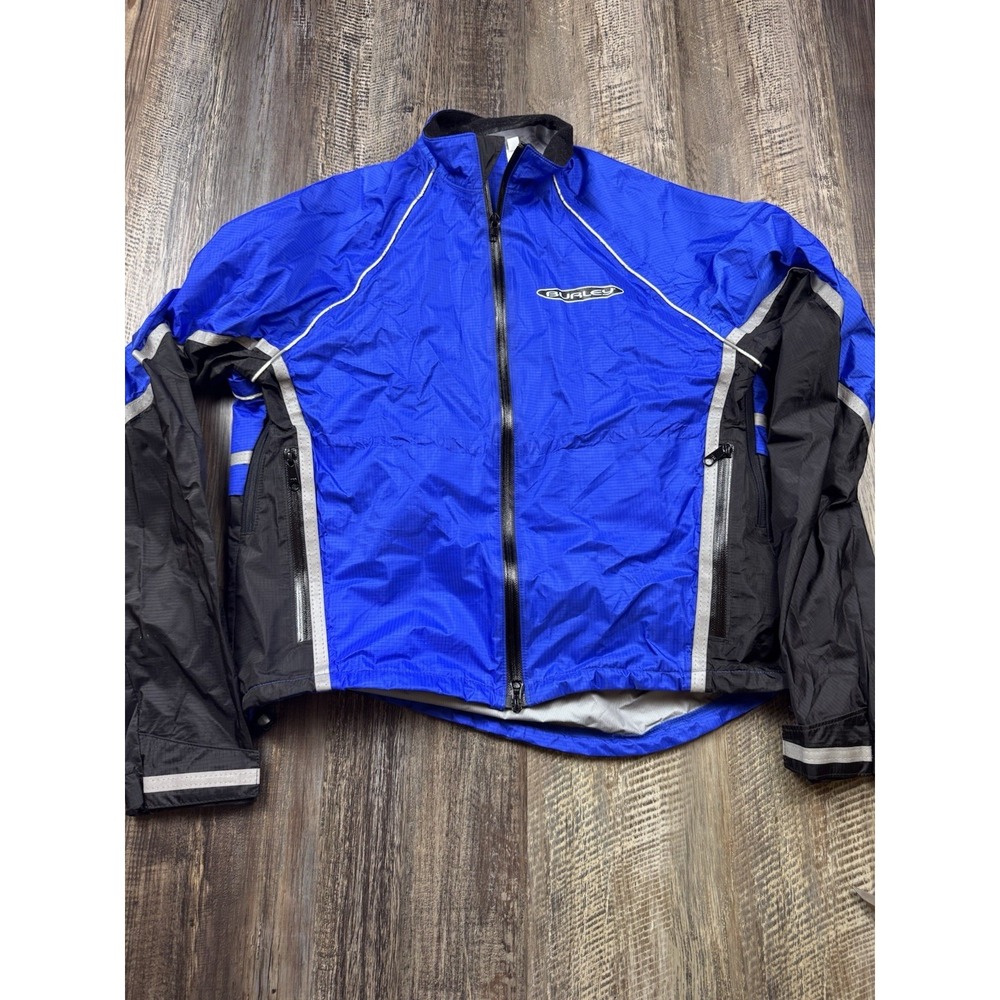 Burley Cycling Jacket S Women Blue Nylon Full Zip Md USA Reflective‎